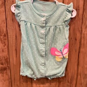 Carter's Mint Green Polka Dot Romper with Butterfly